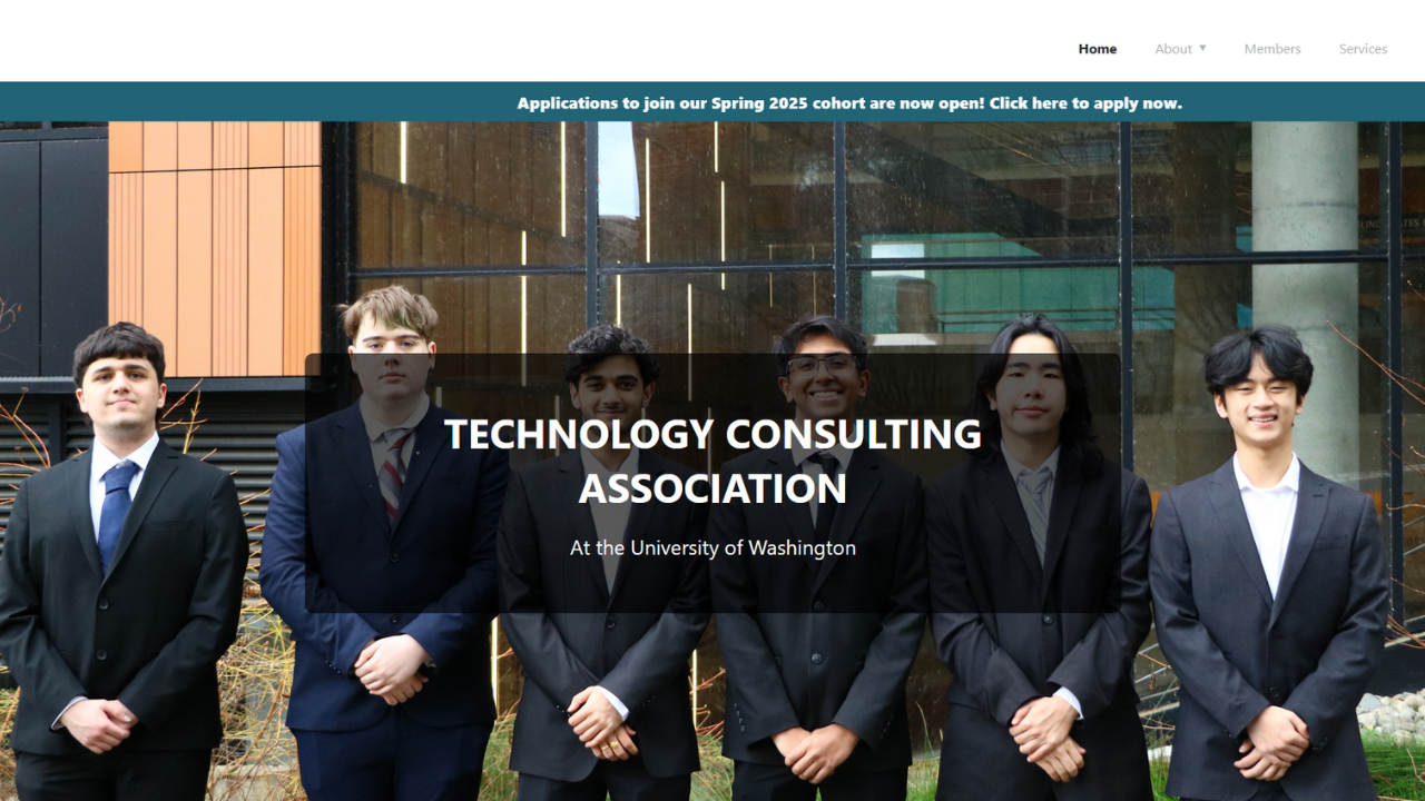 Screenshot of TCA website's homepage